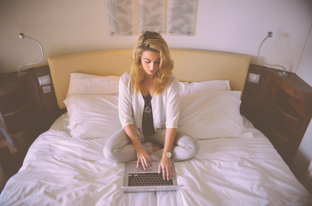 Person doing online therapy